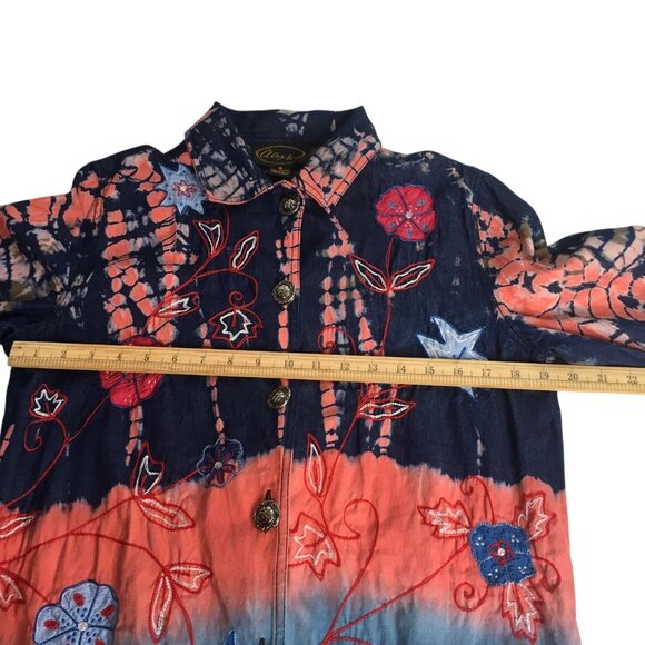 Alex Ku Jacket Womens Small Embroidered Boho Button Up Festival Floral - Picture 9 of 13